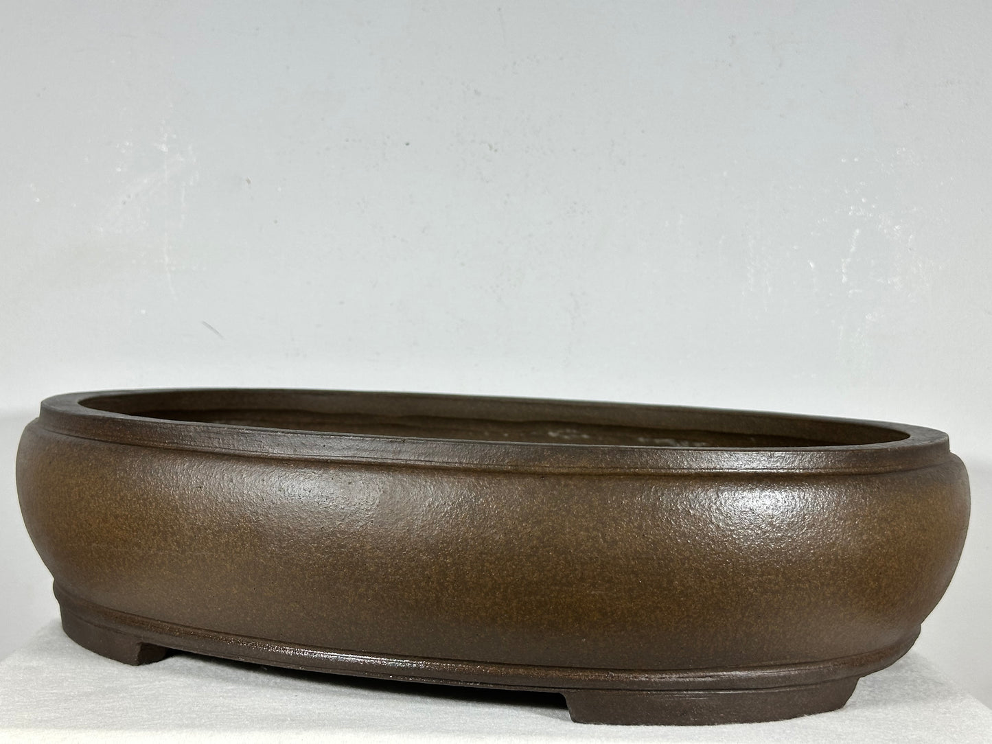 Preowned Vintage Japanese Tokoname Unglazed Oval Bonsai Pot Mazan Terahata - 18” By 15”