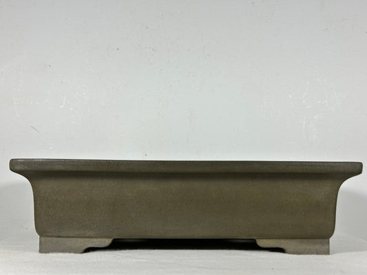 Preowned Japanese Tokoname Unglazed Rectangular Bonsai Pot Seizan - 12.75” By 9.5”