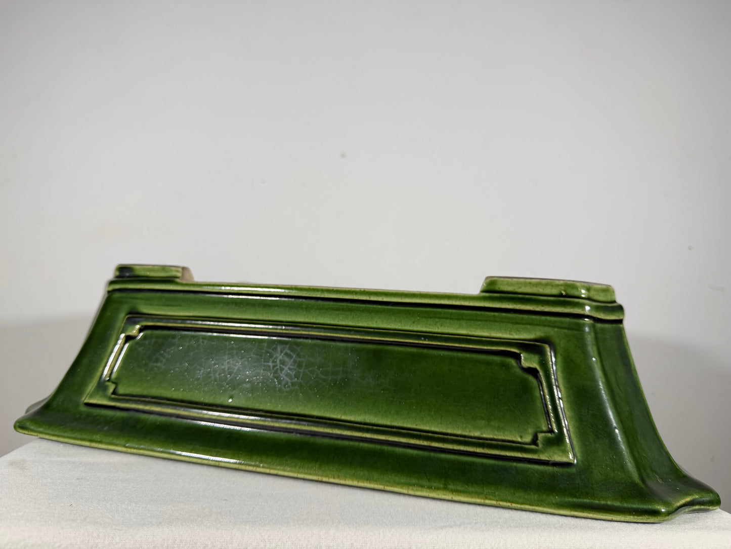 New Japanese Tokoname Glazed Rectangular Bonsai Pot Mazan Terahata - 18.75” By 15.75”