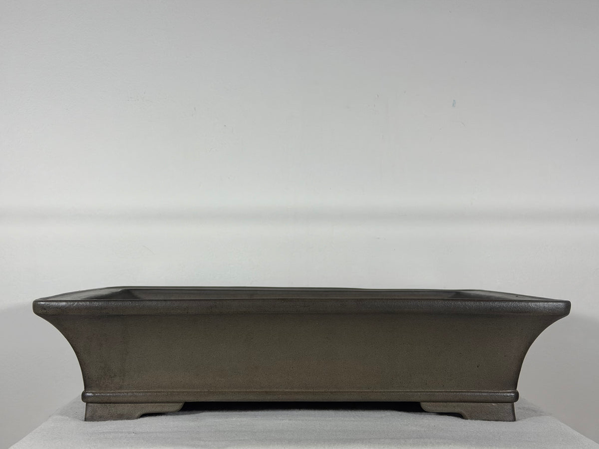 Preowned Japanese Tokoname Unglazed Rectangular Bonsai Pot Gyouzan Nakano - 16.5” x 12” x 4”