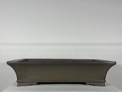 Preowned Japanese Tokoname Unglazed Rectangular Bonsai Pot Gyouzan Nakano - 16.5” x 12” x 4”