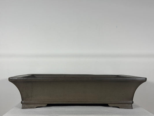 Preowned Japanese Tokoname Unglazed Rectangular Bonsai Pot Gyouzan Nakano - 16.5” x 12” x 4”