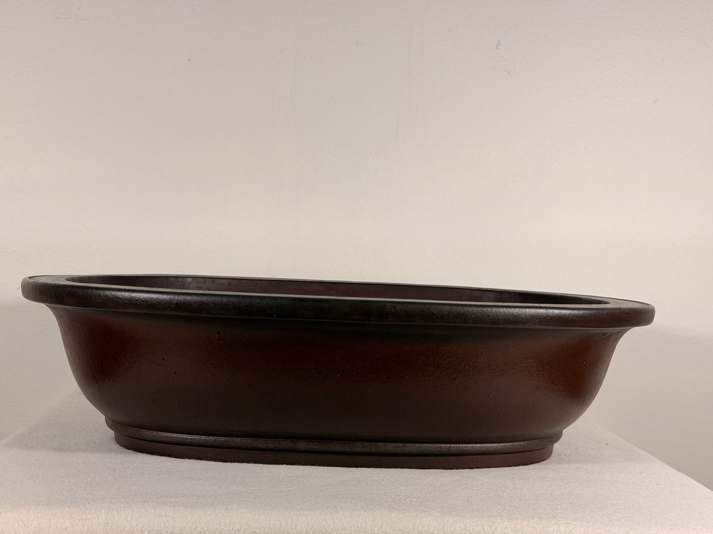 Preowned Japanese Tokoname Oval Bonsai Pot Yamaaki - 16” By 13.75”