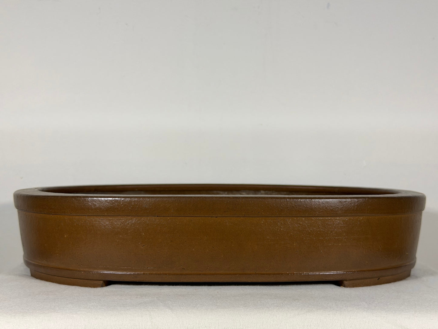 Preowned Japanese Tokoname Unglazed Oval Bonsai Pot Kizan - 16” By 12.5”