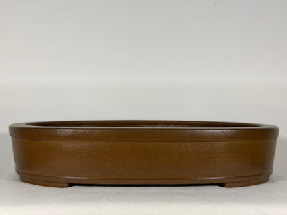 Preowned Japanese Tokoname Unglazed Oval Bonsai Pot Kizan - 16” By 12.5”