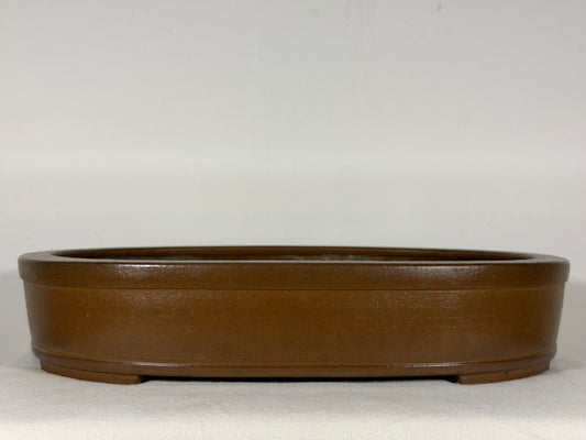 Preowned Japanese Tokoname Unglazed Oval Bonsai Pot Kizan - 16” By 12.5”