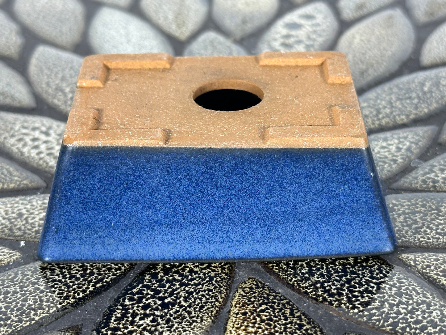 Preowned Japanese Tokoname Glazed Rectangular Bonsai Pot - 3.25” By 2.25”