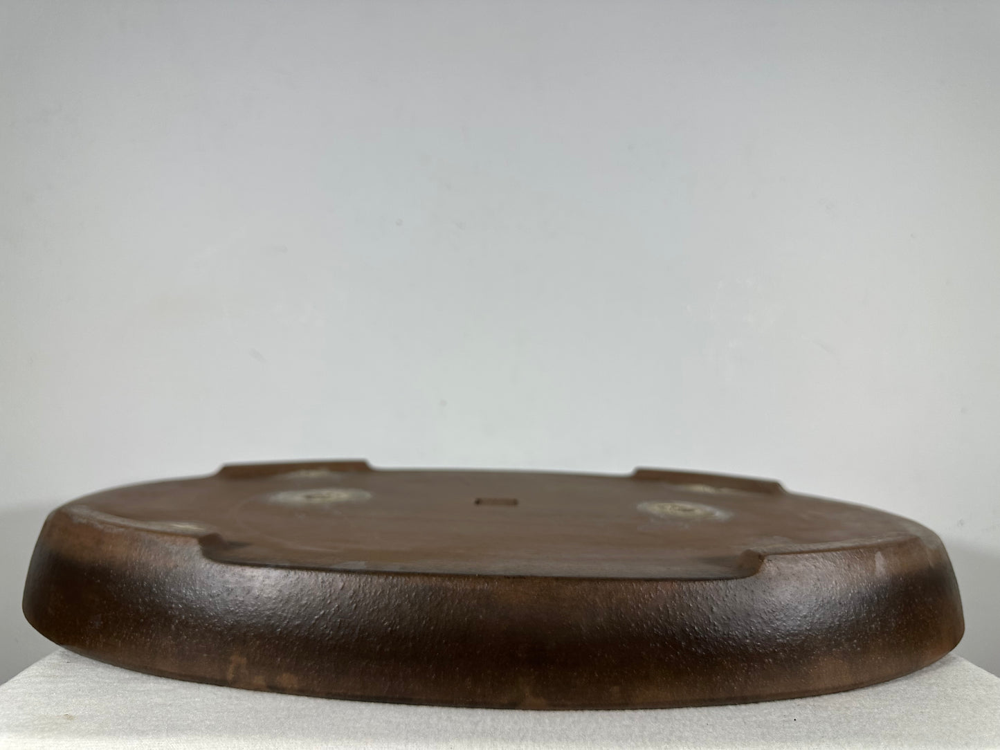 Preowned Japanese Tokoname Unglazed Oval Shallow Bonsai Pot Seizan - 20.5” By 14.25”