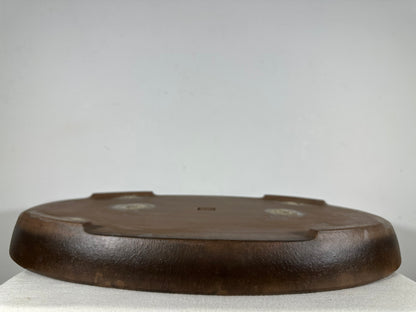 Preowned Japanese Tokoname Unglazed Oval Shallow Bonsai Pot Seizan - 20.5” By 14.25”