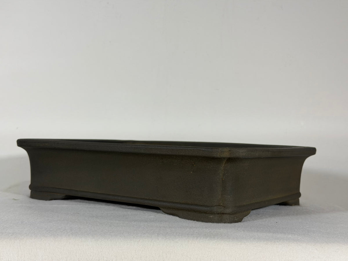 Preowned Japanese Tokoname Unglazed Rectangular Bonsai Pot Housei - 12.25” x 9.25” x 2 7/8”