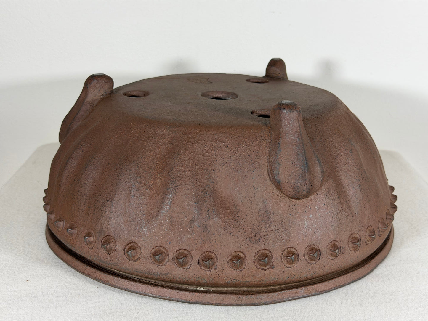 Preowned Japanese Tokoname Unglazed Round  Bonsai Pot Sensyuu - 11.75” By 5”