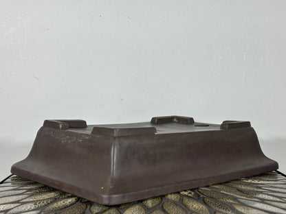 Preowned Vintage Japanese Tokoname Unglazed Rectangular Bonsai Pot Yamaaki - 14” x 9 3/8”