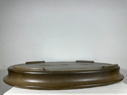 Preowned Japanese Tokoname Unglazed Oval Shallow Bonsai Pot Seizan - 23.25” By 17”