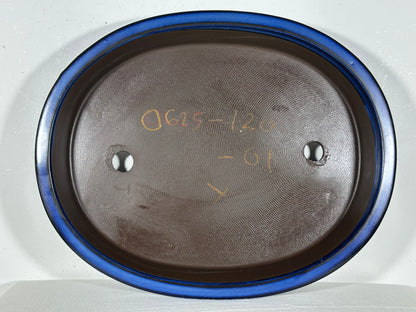 Preowned Japanese Tokoname Glazed Shallow Oval Bonsai Pot - 13.75” By 11”