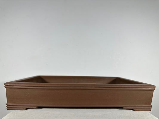 Preowned Japanese Tokoname Unglazed Rectangular Shallow Bonsai Pot Seizan - 18.75” By 12.75”