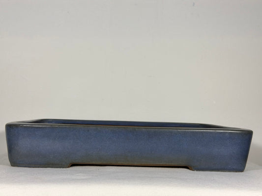Preowned Japanese Tokoname Glazed Rectangular Bonsai Pot Yamafusa - 14” By 10.25”