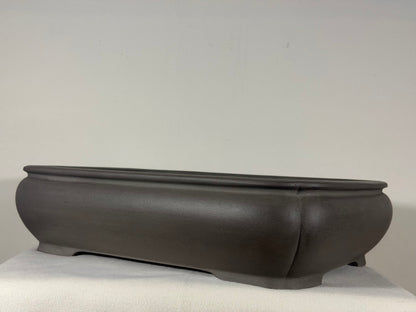 Preowned Japanese Tokoname Unglazed Rectangular Bonsai Pot Tousyou - 16.25” By 12.5”
