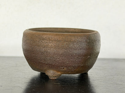 Preowned Japanese Tokoname Unglazed Round Bonsai Pot With Stamp - 2” By 1 1/8”