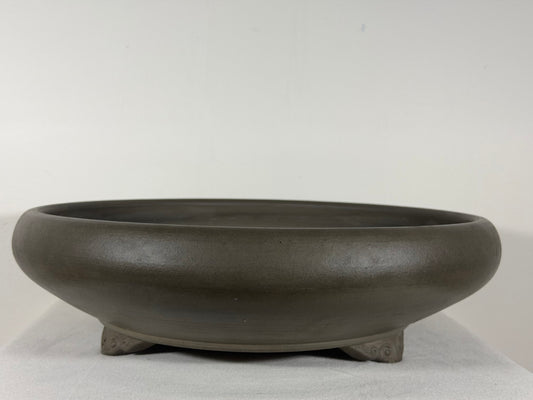 Preowned Japanese Tokoname Unglazed Round Bonsai Pot Touyou - 15.75” By 4.75”