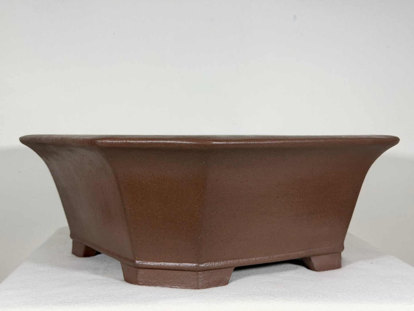 Preowned Japanese Tokoname Unglazed Semi Cascade Bonsai Pot Keizan - 14.5” By 5.5”