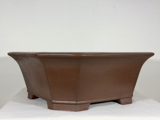 Preowned Japanese Tokoname Unglazed Semi Cascade Bonsai Pot Keizan - 14.5” By 5.5”