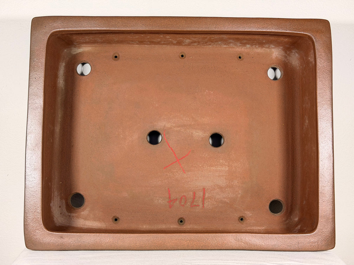 Preowned Japanese Tokoname Unglazed Rectangular Bonsai Pot Gyouzan Nakano - 16.5” By 12.75”