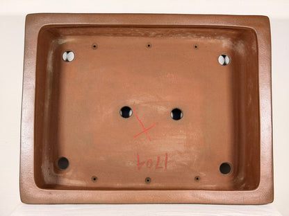 Preowned Japanese Tokoname Unglazed Rectangular Bonsai Pot Gyouzan Nakano - 16.5” By 12.75”