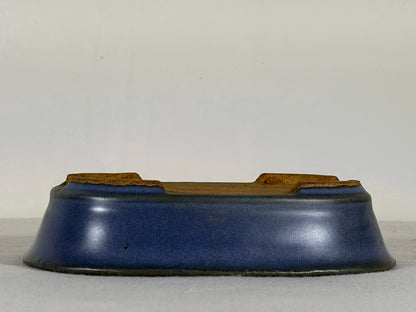 Preowned Japanese Tokoname Glazed Oval Bonsai Pot Hatutori - 6.5” By 4.75”