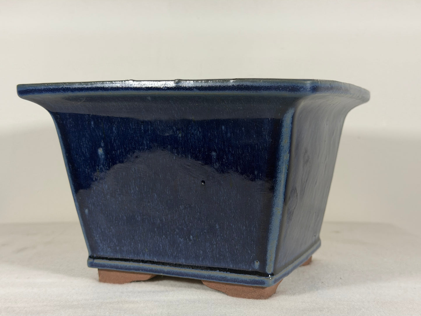 Preowned Japanese Tokoname Glazed Square Bonsai Pot Youzan - 7.75” By 5.25”