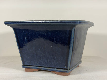 Preowned Japanese Tokoname Glazed Square Bonsai Pot Youzan - 7.75” By 5.25”
