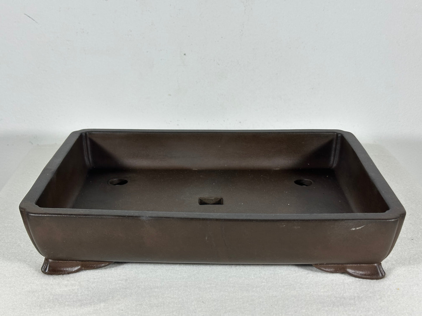 Preowned Japanese Tokoname Unglazed Shallow Rectangular Bonsai Pot - 10.75” By 7.75”