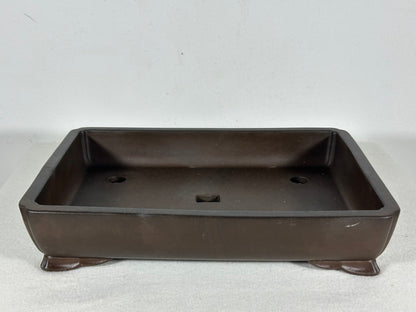 Preowned Japanese Tokoname Unglazed Shallow Rectangular Bonsai Pot - 10.75” By 7.75”
