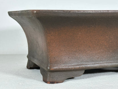 Preowned Japanese Tokoname Rectangular Bonsai Pot Zennigou - 9.75” By 7.25”