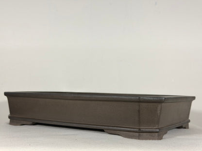 Preowned Japanese Tokoname Unglazed Rectangular Bonsai Pot Gyouzan Nakano - 13.75” By 9.75”