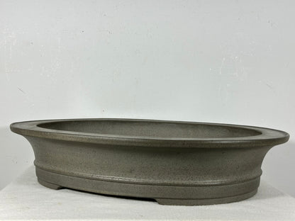 Preowned Japanese Tokoname Unglazed Oval Bonsai Pot Seizan - 17.25” By 14.25”