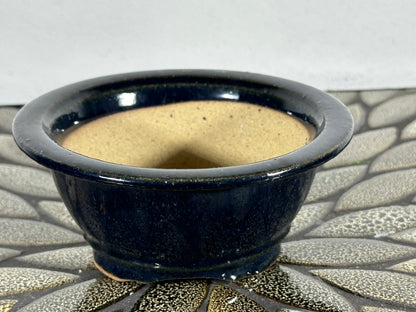 New Japanese Tokoname Round Glazed Bonsai Pot Katu - 5” By 2.25”