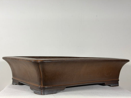 Preowned Japanese Tokoname Unglazed Rectangular High Quality Bonsai Pot Gyouzan Nakano - 16.75” By 12.25”