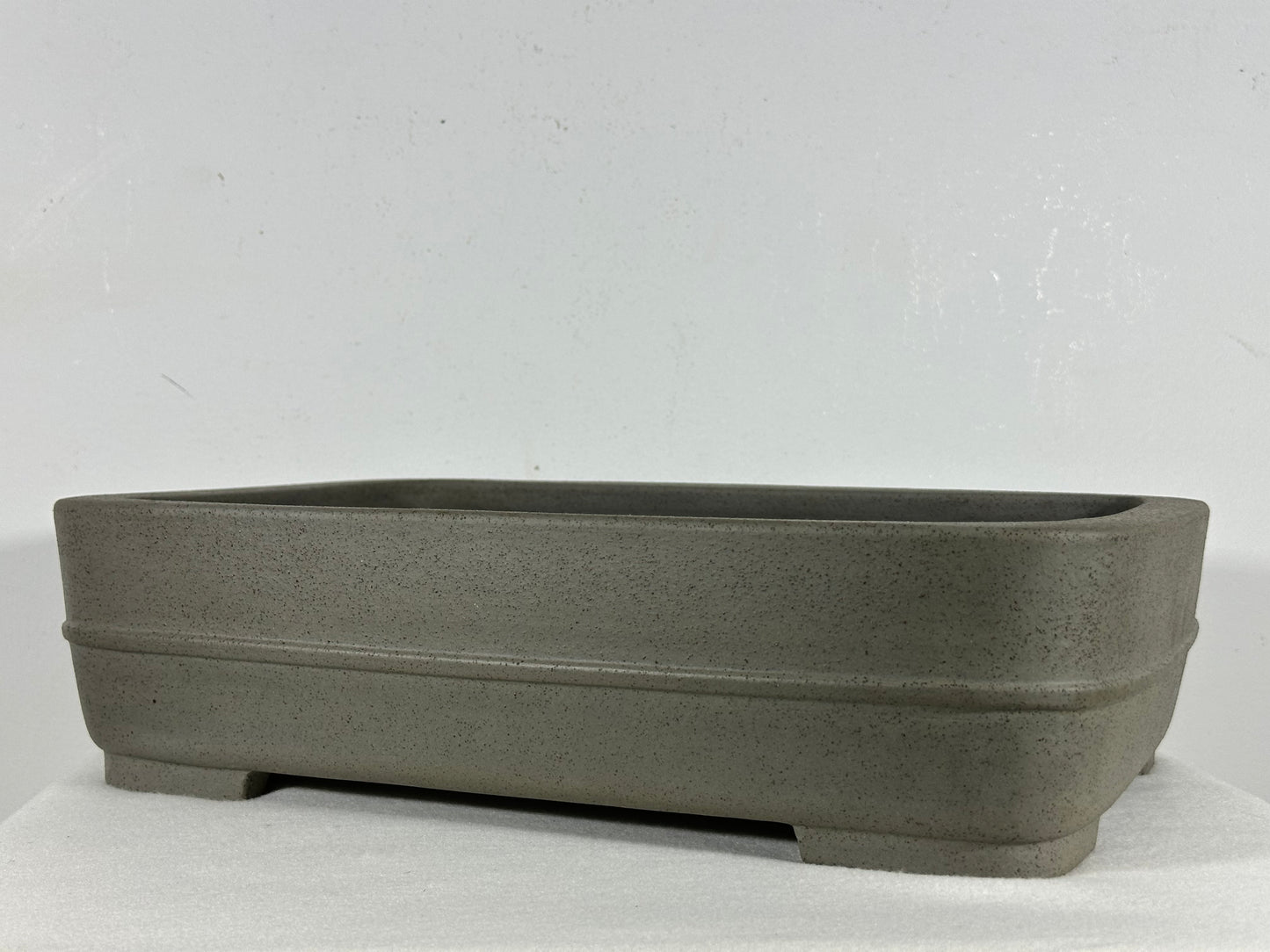 Preowned Japanese Tokoname Unglazed Rectangular Bonsai Pot Seizan - 15” By 10.75”