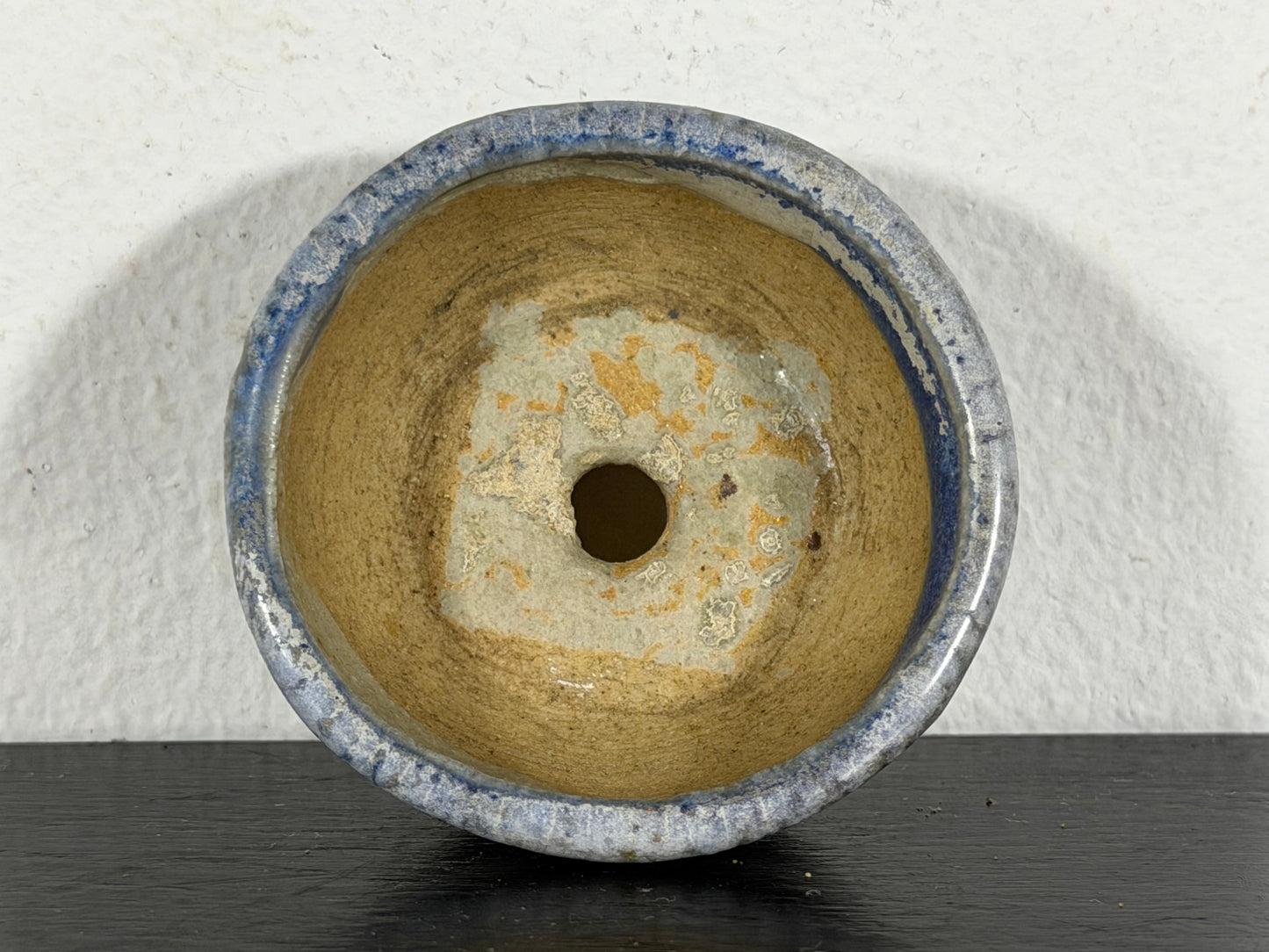 Preowned Japanese Tokoname Glazed Round Bonsai Pot - 2” By 7/8”