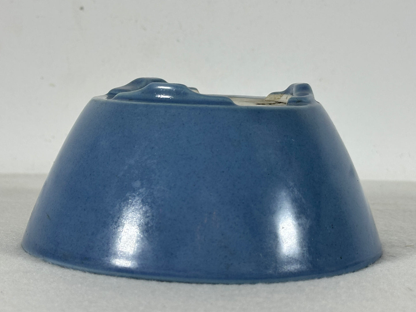 Preowned Old China Glazed Round Bonsai Pot with Stamps - 5.75” By 2.5”