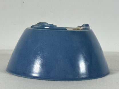 Preowned Old China Glazed Round Bonsai Pot with Stamps - 5.75” By 2.5”