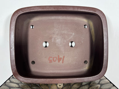 Preowned Japanese Tokoname Unglazed Rectangular Bonsai Pot Yamaaki - 13.75” By 11”