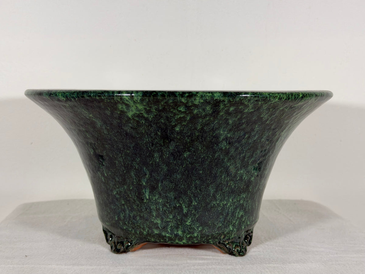 New Japanese Tokoname Glazed Round Bonsai Pot Syuhou Yoshimura - 12” By 6.25”
