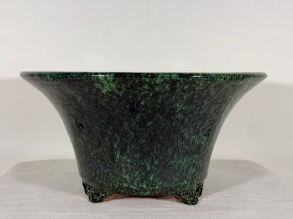New Japanese Tokoname Glazed Round Bonsai Pot Syuhou Yoshimura - 12” By 6.25”
