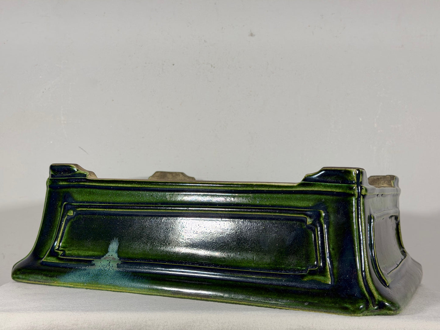 New Japanese Tokoname Glazed Rectangular Bonsai Pot Mazan Terahata - 14.75” By 12.75”
