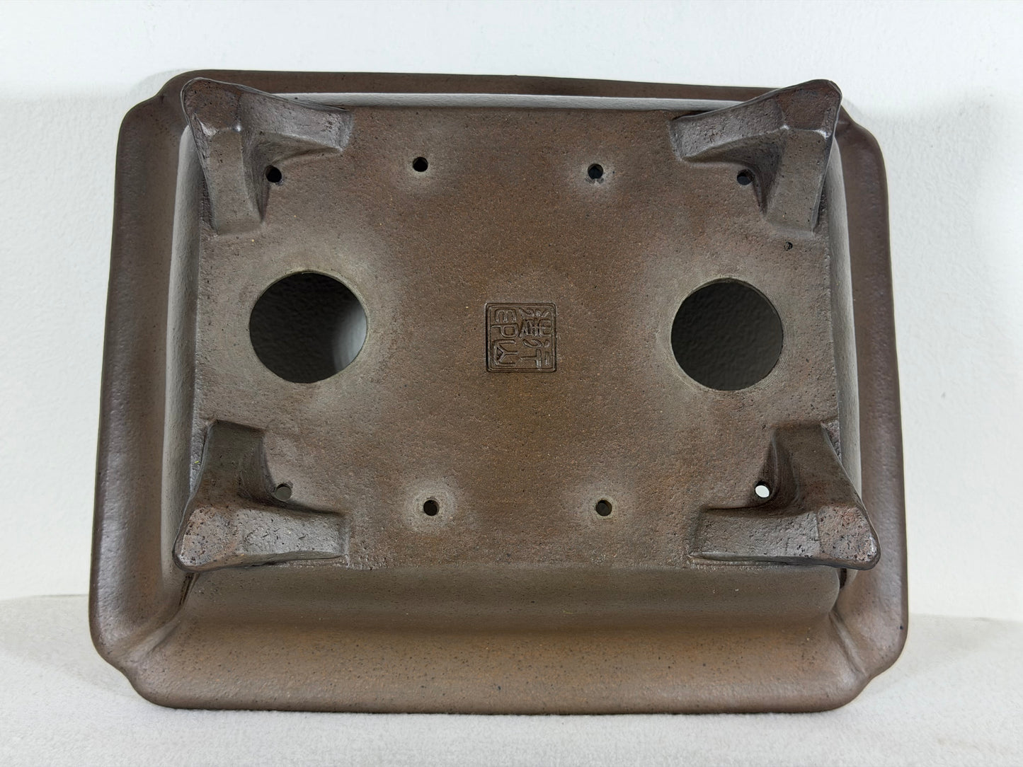 Preowned Japanese Tokoname Rectangular Bonsai Pot Gyouzan Nakano - 11” By 9”