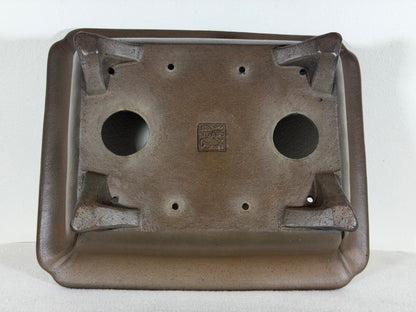 Preowned Japanese Tokoname Rectangular Bonsai Pot Gyouzan Nakano - 11” By 9”
