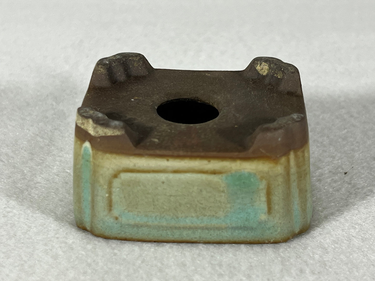 Preowned Japanese Tokoname Rectangular Bonsai Pot Tosui - 2.25” By 1.75”