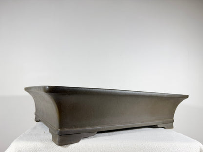 Preowned Japanese Tokoname Unglazed Rectangular Bonsai Pot Gyouzan Nakano - 18.5” x 14” x 4.5”