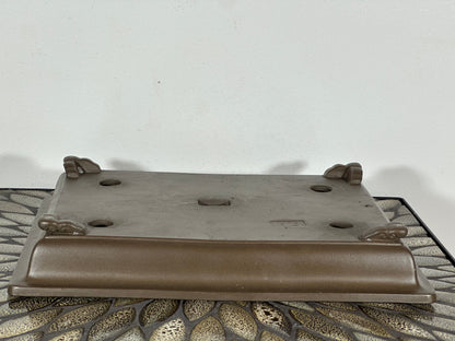 Preowned Japanese Tokoname Shallow Rectangular Bonsai Pot has Stamp - 12.25” By 9 3/8”